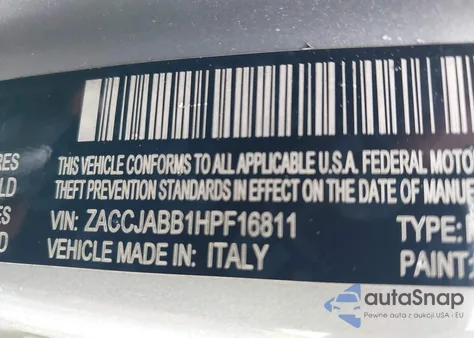 2017 Jeep Renegade Latitude Fwd from USA, damaged, VIN ZACCJABB1HPF16811